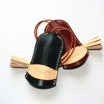 TOYOYO vintage original handmade tannic leather headlayer Bull Leather Zip Fastening Trolley Key Bag
