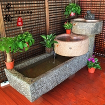 Old stone trough Stone Mill pig trough fish tank Golden Toad flowing water landscape manger indoor cattle trough fish farming garden pot ornaments