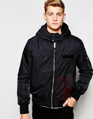 2015秋装新款cheap monday男士拉链羊羔毛连帽棒球夹克外套帽衫