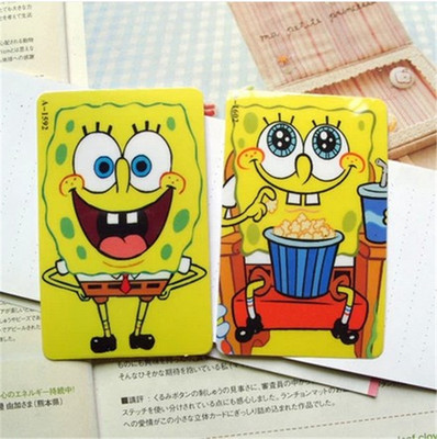 韩国文具 海绵宝宝卡贴 公交卡贴 饭卡贴 动漫卡通水晶卡贴批发