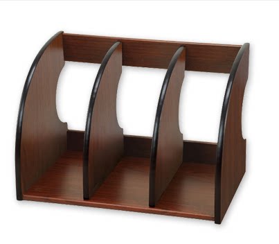 高档木制书立 办公三格书架 桌面收纳架 木纹三档书立