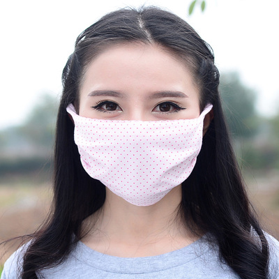夏季点点纯棉防晒口罩女 薄款防紫外线遮阳潮流透气女士口罩kz81