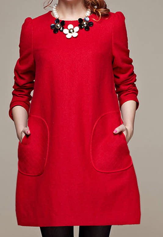 孕妇连衣裙大红色长袖衣服新娘回门敬酒订结婚晚小礼服连衣裙包邮