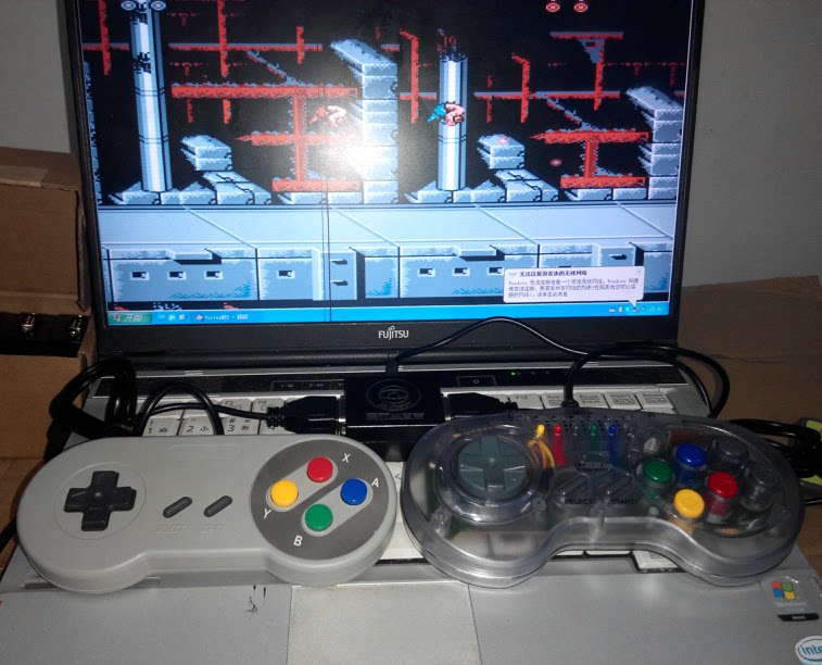 超任手柄转接套餐 16位9针红白机游戏机转接器 透明超任手柄2个