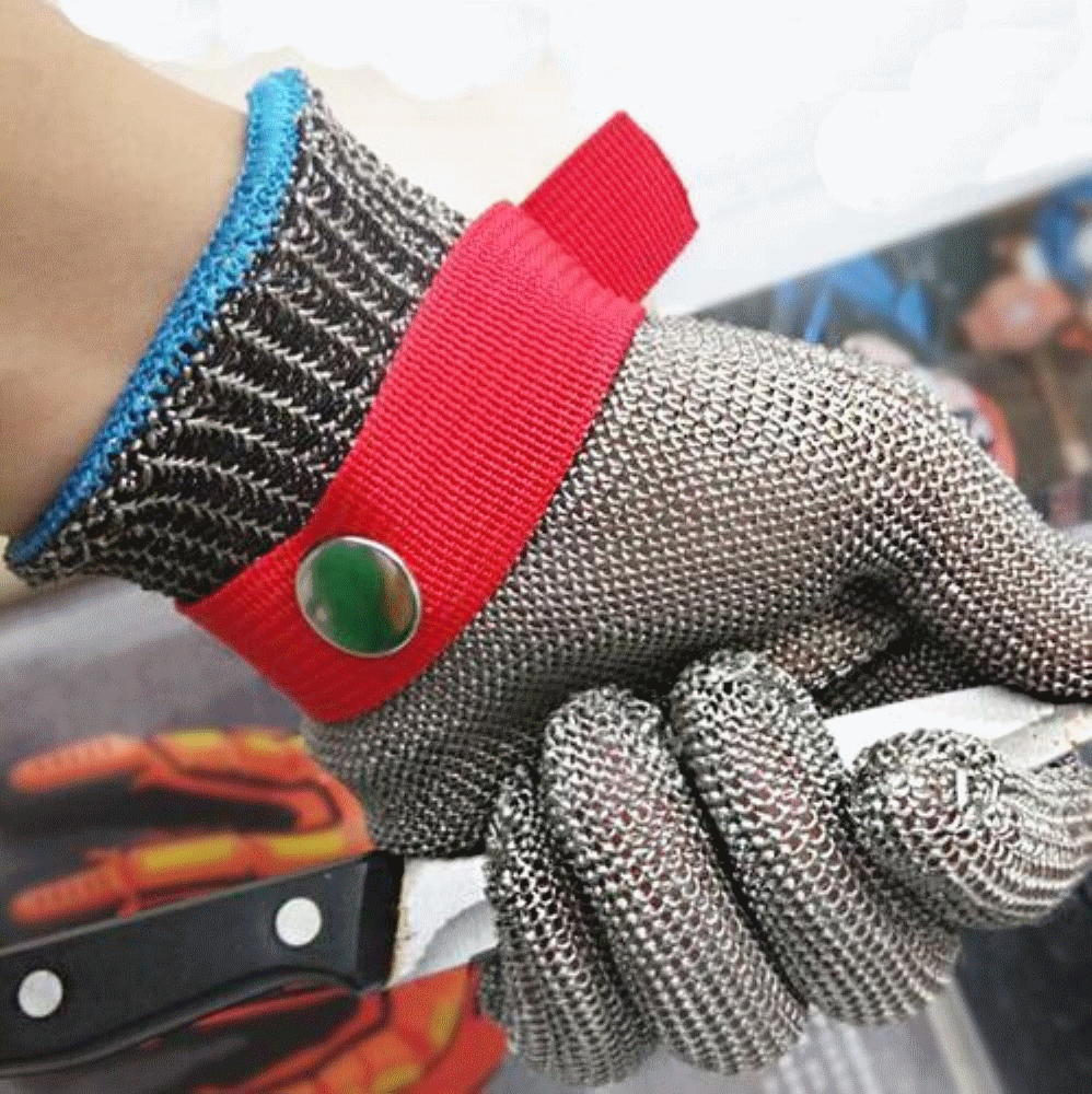 割耐磨钢丝手套加厚5级白色高强高磨包覆钢丝手套安全防切