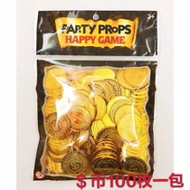 Gold coin toy $1-100 yuan plastic gold coin game coin chip lottery reward children toy fake