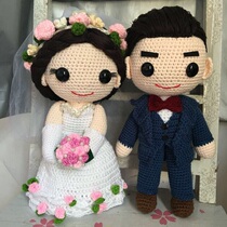 Handmade wool wedding doll wedding wedding couple photo Doll Gift car head Wedding Doll pair like custom