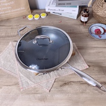 Strong cracking recommended 316 stainless steel wok household less oil fume cooking non-stick cooking non-stick gas induction cooker Universal