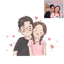 q version cartoon avatar wedding handpainted head portrait lovers avatar design animation like custom live-action photo turn cartoon