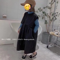 Spot Korean girl set spring and autumn 2021 New Season childrens clothes college style baby vest skirt