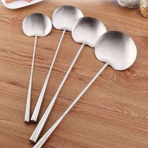 Stainless steel frying spoon hand thickened creative frying shovel Guizhou flat cooking spoon long handle chef spatula commercial household