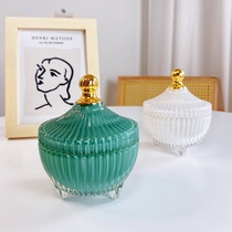 Export vintage vintage vintage vintage glass gold jewelry jar storage box glass jar scented candle cup storage jar