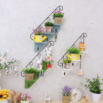 European ins wall shelf Living room background wall Wrought iron decorations Shop simple wall hanging small flower rack