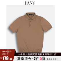 HANY knitted polo shirt mens short-sleeved cotton lapel business high-end vintage Italian mens t-shirt casual summer