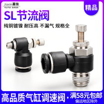 Pneumatic gas pipe joint cylinder speed control valve SL8-02 regulating valve black adjustable throttle valve SL4-M5 6-01