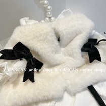 YCANCAN autumn and winter new Christmas new year white fur plus velvet warm horse clip coat Marzis Sishi