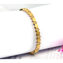 Nova Caibao 18K gold frosted diamond bracelet simple Joker honeycomb diamond bracelet hand ornaments female