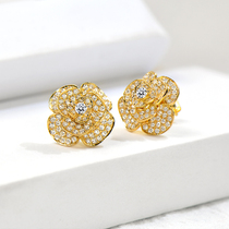 Nova Caibao 18K gold diamond stud earrings elegant temperament rose full earrings earrings real diamond