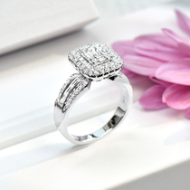  Nova Caibao 18K white gold diamond ring T-square diamond high-end diamond ring female jewelry temperament wild