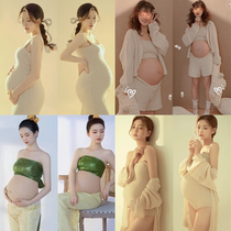 2021 tremolo with knitted pregnant woman photo portrait clothing private house hazelnut take iron wind pregnant mommy Photo theme dress