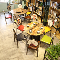 Large round table Hunan restaurant restaurant dining table with revolving 8 people 10 people hot pot table food stall table and chair combination dining table