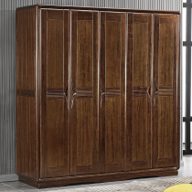 Modern Chinese style black walnut simple economical three four five door bedroom storage cabinet custom solid wood coat cabinet