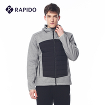 RAPIDO breakaway mens knitted color matching blouse hooded stitching casual sportswear coat