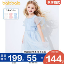 Balabala girl dress in big children foreign gauze dress children princess dress 2021 summer new childrens wear
