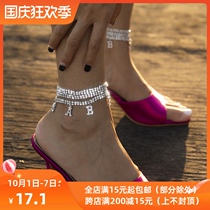 Nightclub multi-layer texture flash Diamond ankle chain tide cool girl Net red ins temperament letter BABY full drill adjustable anklet