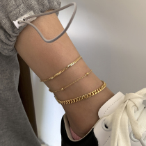 3 set of metal anklets female summer Europe and America simple 2021 New ins cold wind foot bare accessories