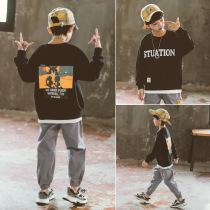 Boy set spring and autumn season 2021 new childrens clothing childrens sports two-piece leisure handsome foreign Korean version