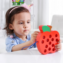 Montessori worms eat apple threading hands-on wearing rope Children 2-3-4-year-old kindergarten in small class Puzzle Toys