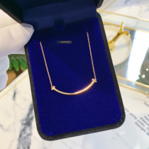 S925 sterling silver smile necklace summer 18K rose gold ins Net red with niche design light luxury smiling face choker