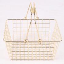Supermarket shopping basket cosmetics boutique portable basket plated gold medium metal basket Shanghai direct sales recommendation