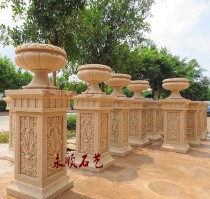 Sandstone round carving sandstone column pier Garden club bar Hotel community courtyard decoration square column