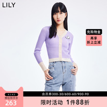 LILY2022 summer new womens dress collage with slim fit and short blouses commuter V collar long sleeve knit cardiovert