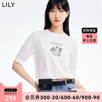 LILY2022 summer new womens clothing small crowd design angels embroidered loose round collar short sleeve woolen sweatshirt blouse