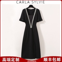 French retro Hepburn style black dress womens summer 2021 new light luxury large size fat mm high sense small black skirt