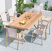Outdoor plastic wood table and chairs Courtyard Embalming Wood Outdoor Leisure Table Garden Open-air Balcony Cafe Table And Chairs Combination