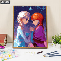 diy digital oil painting childrens cartoon animation Frozen hand-painted color hanging painting oil filling Dulu handmade