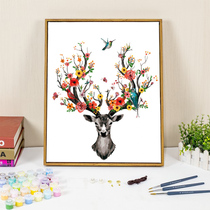 diy digital oil painting Animal living room digital coloring Hand-painted oil painting decorative painting Deer filling coloring