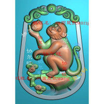 Zodiac monkey carving diagram jdp grayscale diagram bmp relief diagram Jade carving conformal monkey monkey peach twelve zodiac signs