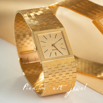 (A corner of peace)18K gold antique watch watch square dial hand-engraved gold mesh pattern