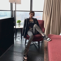  Good morning Fan Fan slit jeans high waist thin women 2021 new spring thin section all-match tight micro-lapped pants