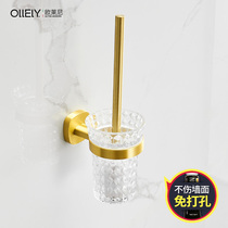 Brushed gold toilet long handle toilet brush Nordic shelf wall-mounted soft hair no dead corner toilet cleaning toilet brush toilet