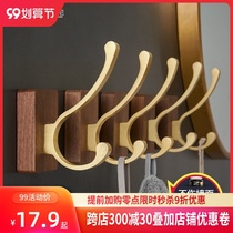 Solid wood hanging clothes hook Wall Wall creative door rear hole free single clothes rack coat rack adhesive hook entry entrance entrance entrance
