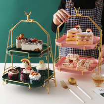 Fruit plate snack plate living room creative double-layer afternoon tea snack tray cake rack dessert table ornaments display rack