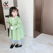 Girls long style clothes spring and autumn models 2021 New Korean version of childrens dress style Spring Net red baby coat