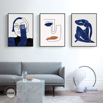Klein Blue Nordic abstract living room decoration painting modern simple art mural model room homestay line painting