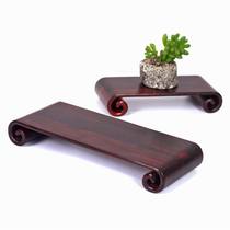Red acid branch book scrolls Rectangular solid wood base Handicraft ornaments Odd Jade teapot wooden base wooden bracket